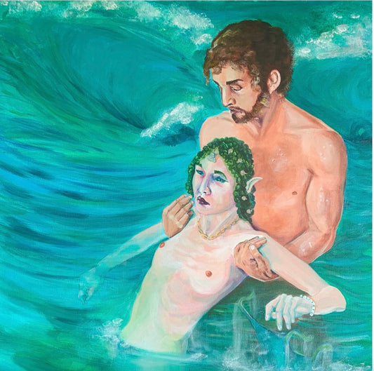 Fantasy Myth and Legend Collection - Poseidon and the little Mermaid - Acrylic on canvas 24 x 30"
